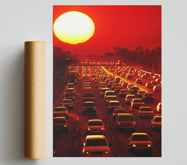Los Angeles Highway Sun Blaze Print
