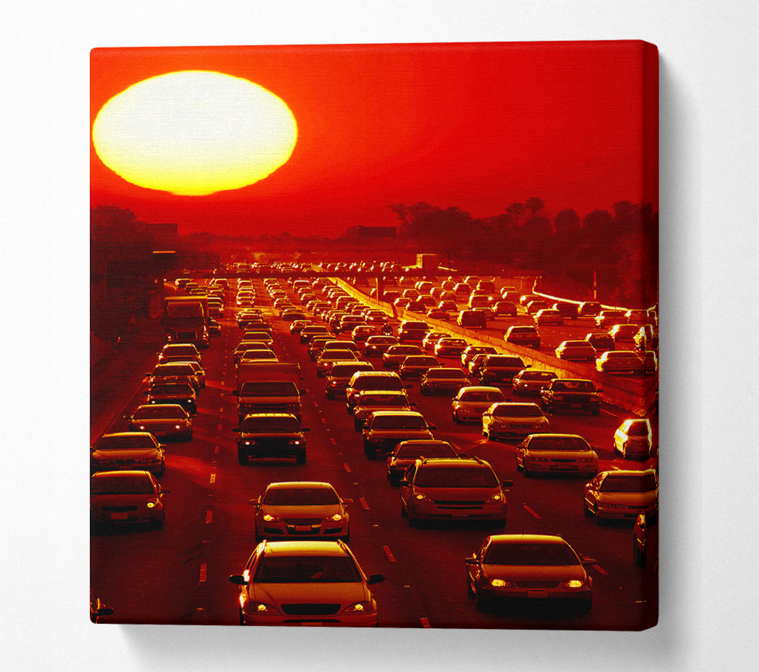  A Canvas Print of Los Angeles Highway Sun Blaze Canvas Wall Art
