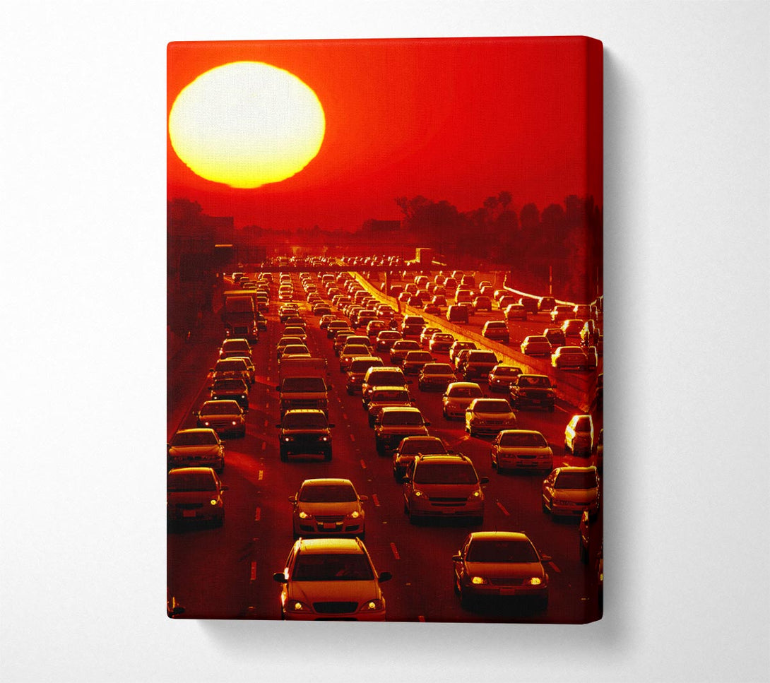  A Canvas Print of Los Angeles Highway Sun Blaze Canvas Wall Art