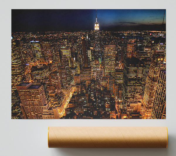Manhattan Night Life Glow Print