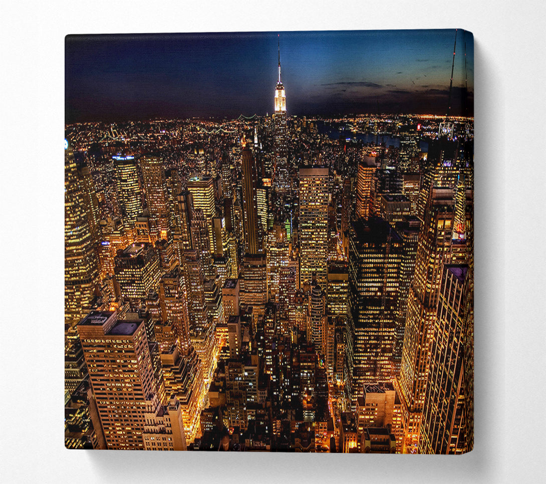  A Canvas Print of Manhattan Night Life Glow Canvas Wall Art