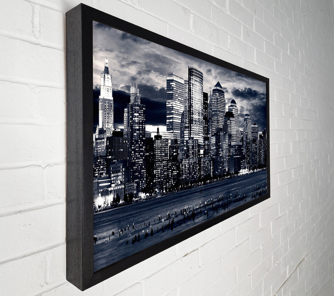 A Canvas Print of Manhattan Panorama In Blue Canvas Wall Art