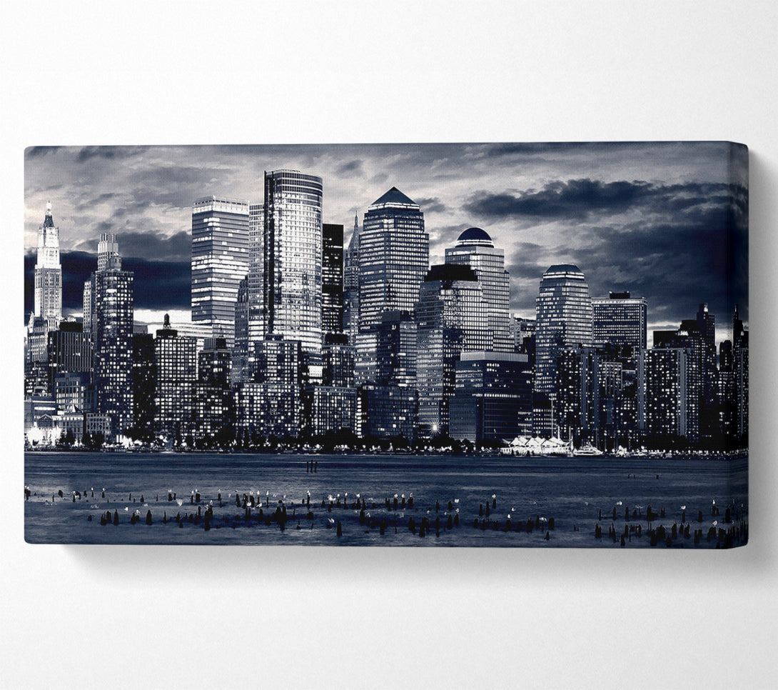  A Canvas Print of Manhattan Panorama In Blue Canvas Wall Art