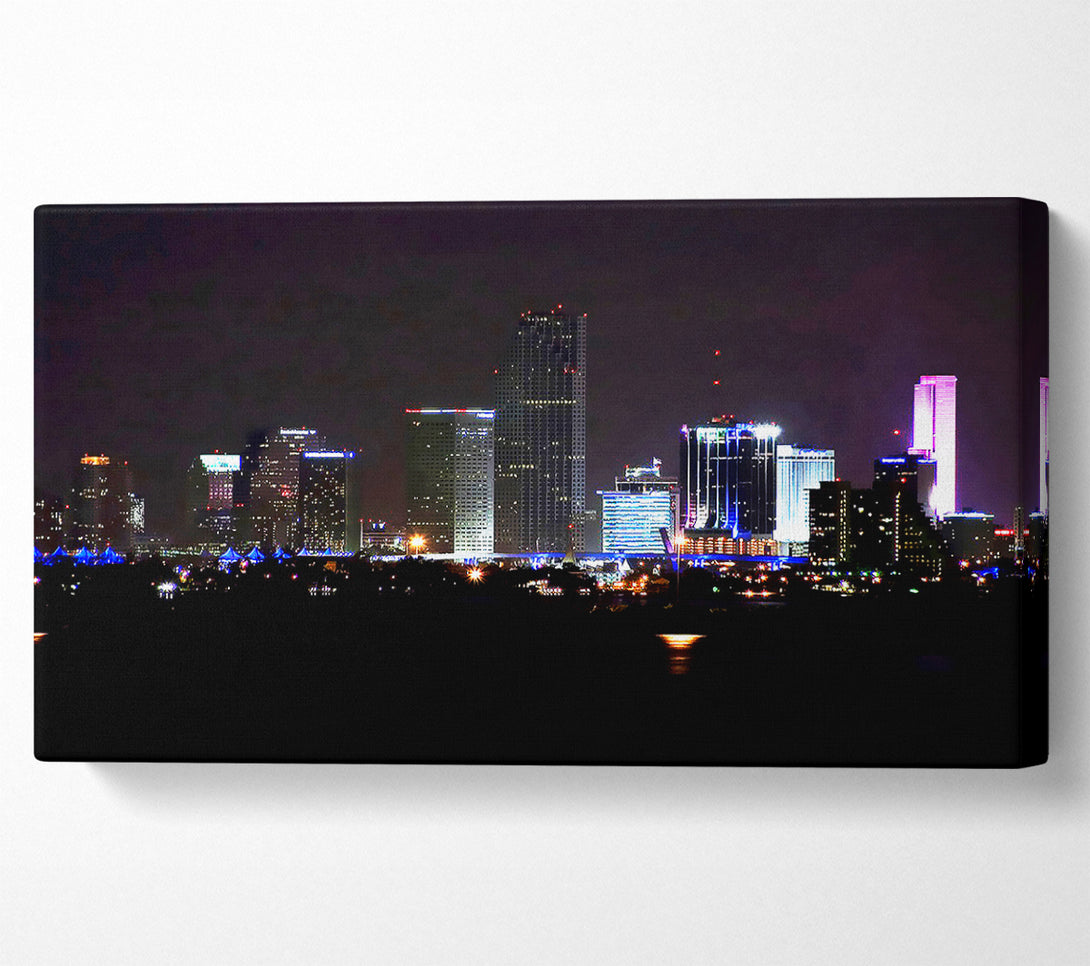  A Canvas Print of Miami City Lights Canvas Print