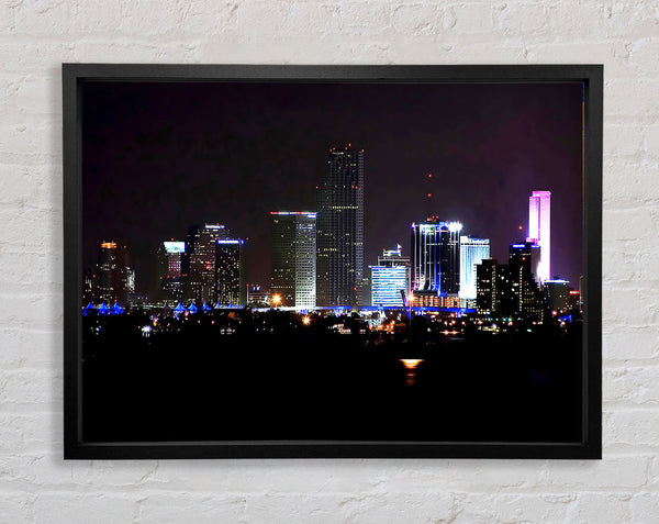 Miami City Lights Framed Print