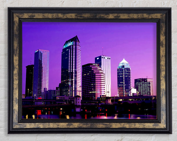 Miami Purple Nights Framed Print