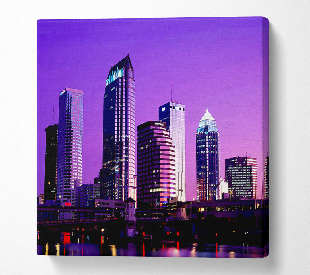  A Canvas Print of Miami Purple Nights Canvas Wall Art