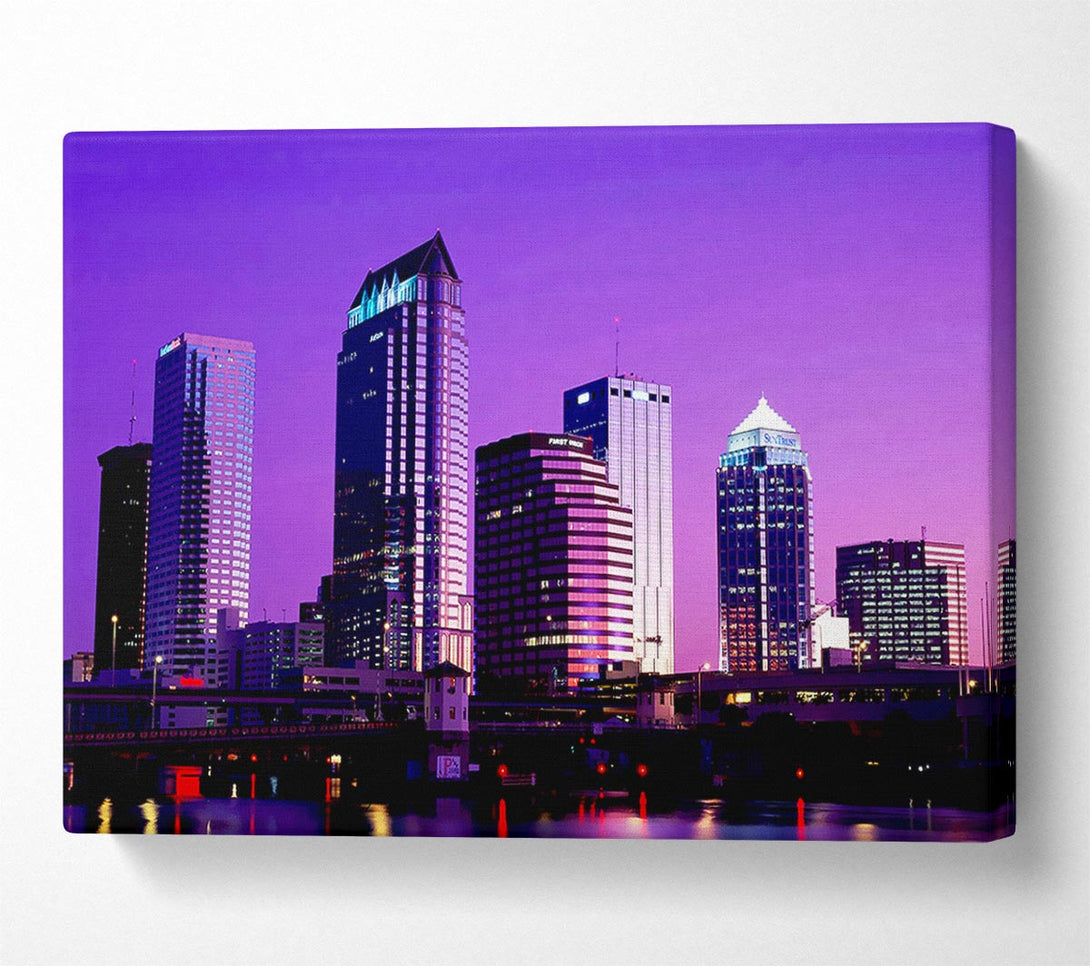  A Canvas Print of Miami Purple Nights Canvas Wall Art