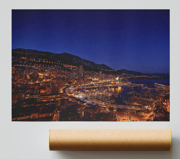 Monte Carlo Night Lights Poster