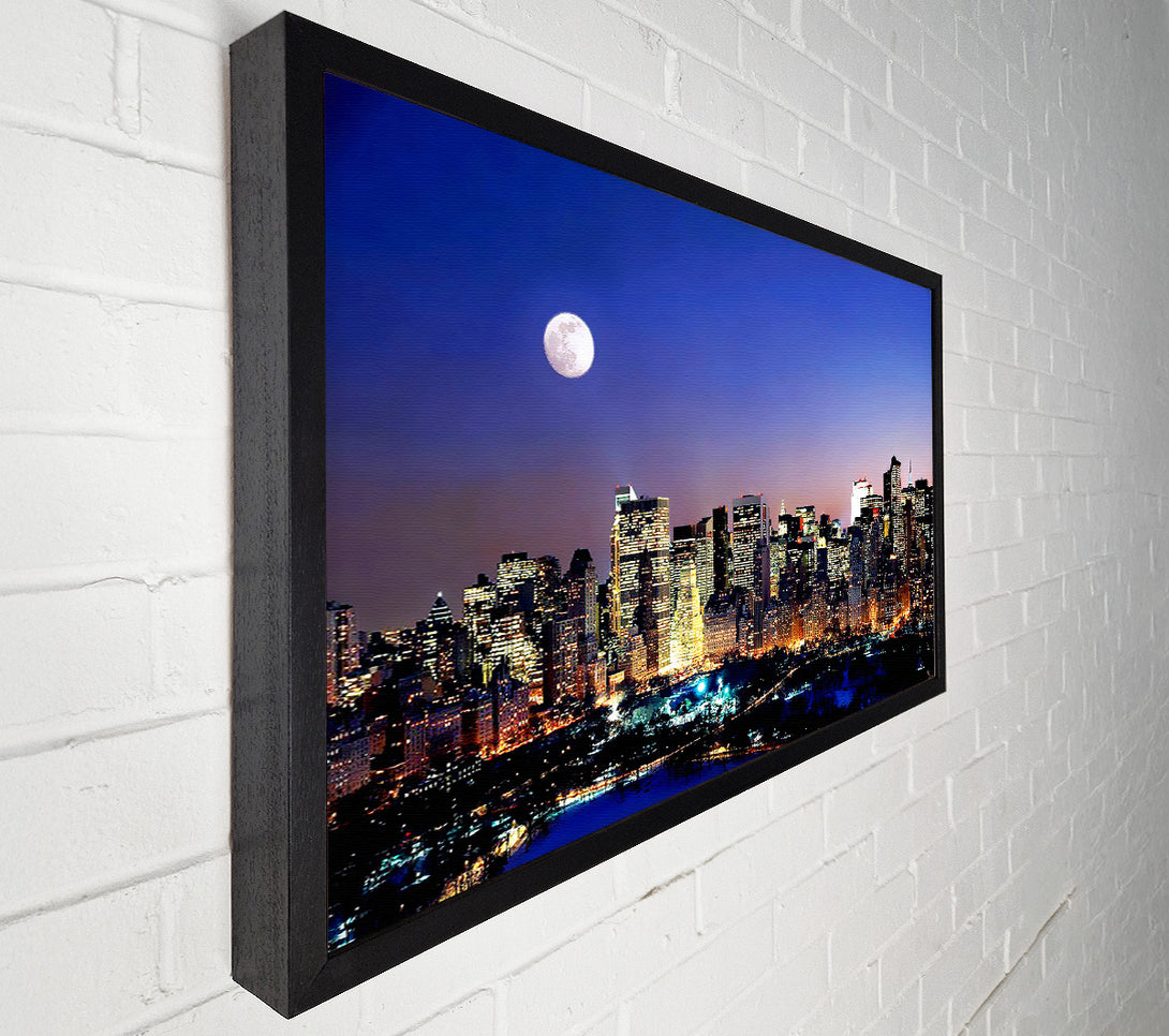  A Canvas Print of Moon Over Manhattan Canvas Print