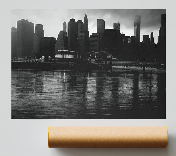 Hudson River New York B N W Print