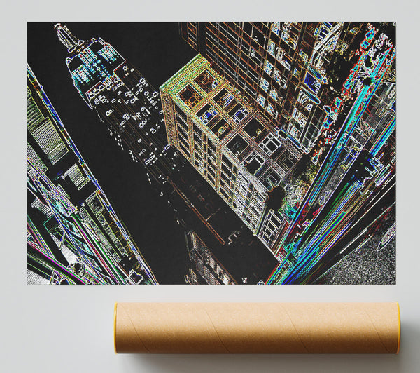 New York 5Th Ave Empire State Giclee Print