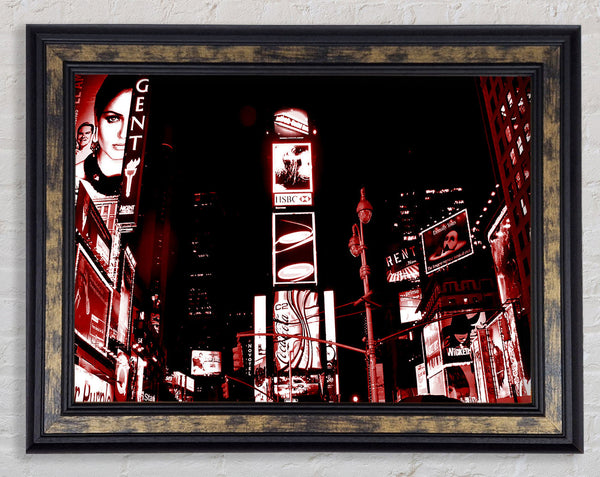 New York 5Th Avenue Red Framed Print