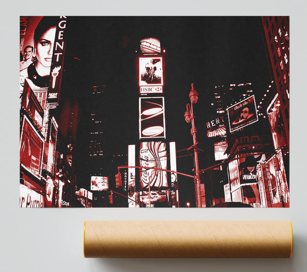 New York 5Th Avenue Red Print