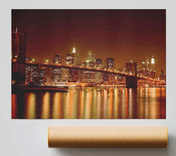 New York Bridge Glow Giclee Print