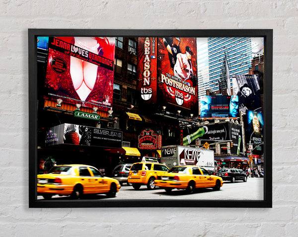 New York Yellow Cabs On Broadway By Day Framed Print