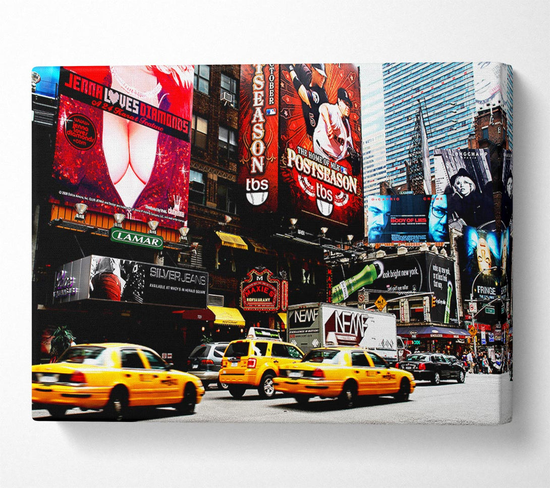  A Canvas Print of New York Yellow Cabs On Broadway By Day Canvas Print