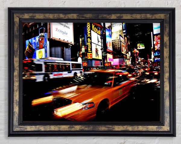New York Broadway Cabs Framed Print