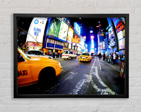 Yellow Cab New York Broadway Drive Framed Print