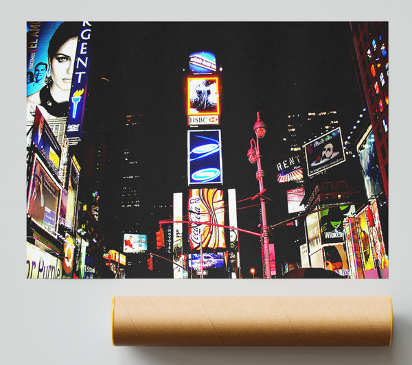 New York Broadway Night Lights Print