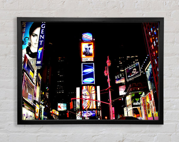 New York Broadway Night Lights Framed Print