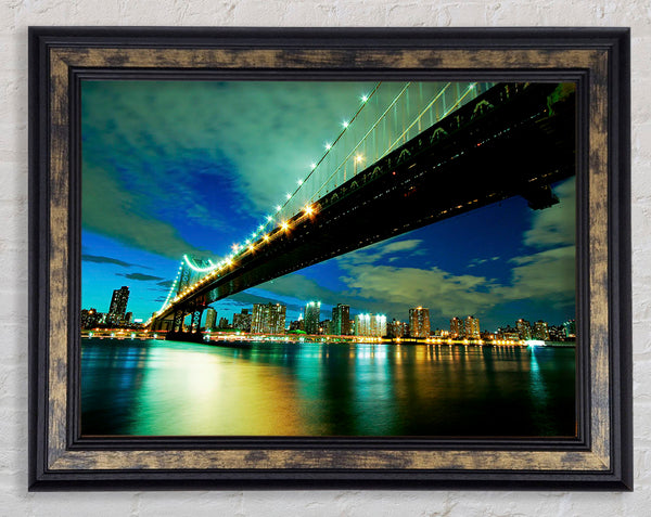 New York Brooklyn Bridge From Below Framed Print