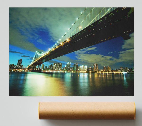 New York Brooklyn Bridge From Below Print