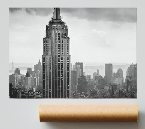 New York City Empire State B N W Skies Print