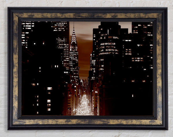 New York City 5Th Avenue Brown Framed Print