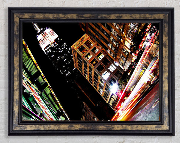 New York City 5Th Avenue Empire State View Framed Print