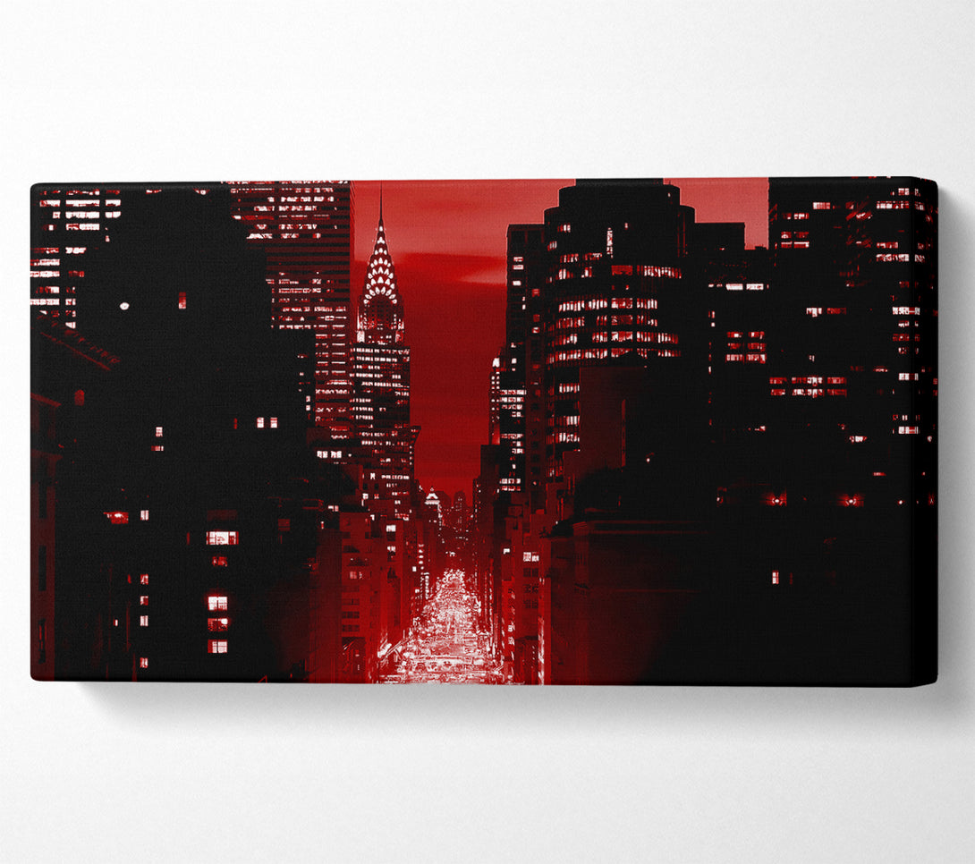  A Canvas Print of New York City 5Th Avenue Rush Hour Red Canvas Wall Art