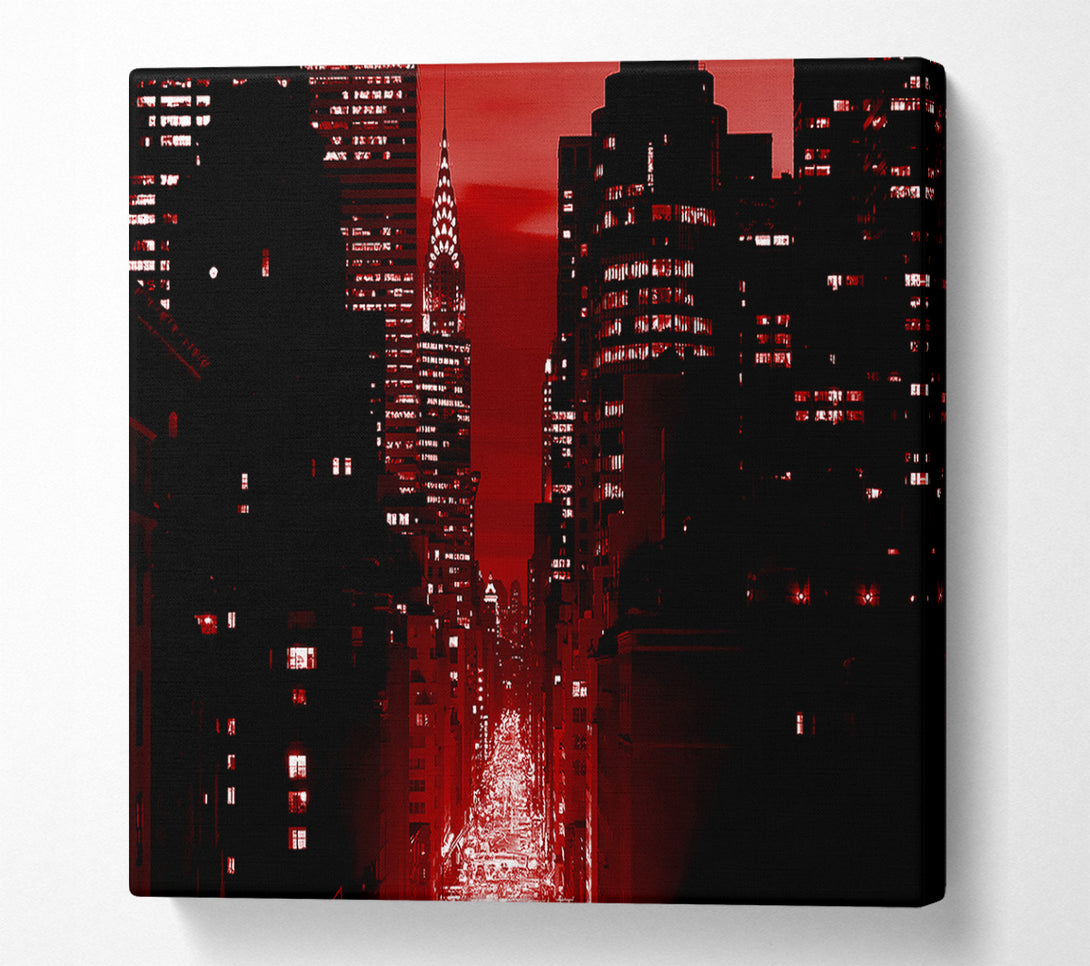  A Canvas Print of New York City 5Th Avenue Rush Hour Red Canvas Wall Art