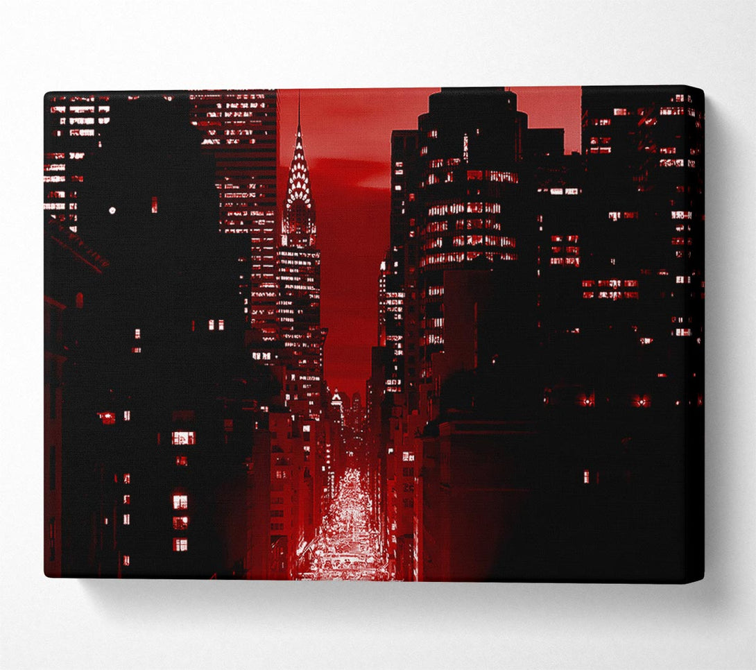  A Canvas Print of New York City 5Th Avenue Rush Hour Red Canvas Wall Art