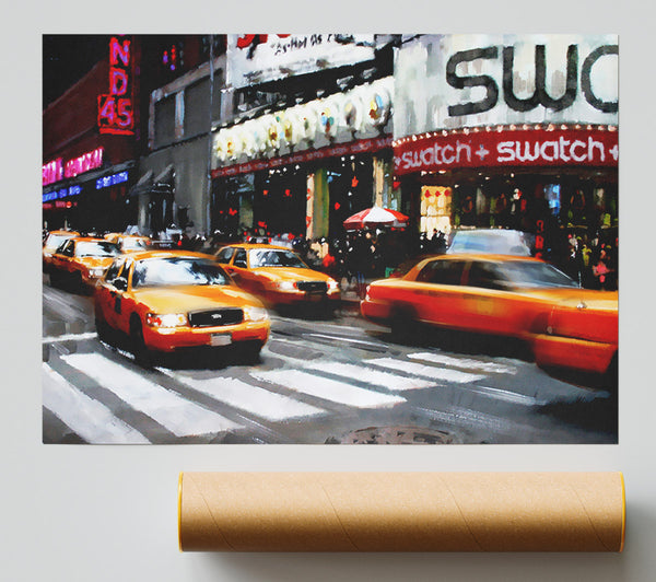 New York City 5Th Avenue Yellow Cabs Giclee Print