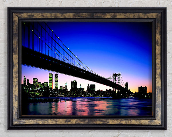 New York City Afar Blue Framed Print