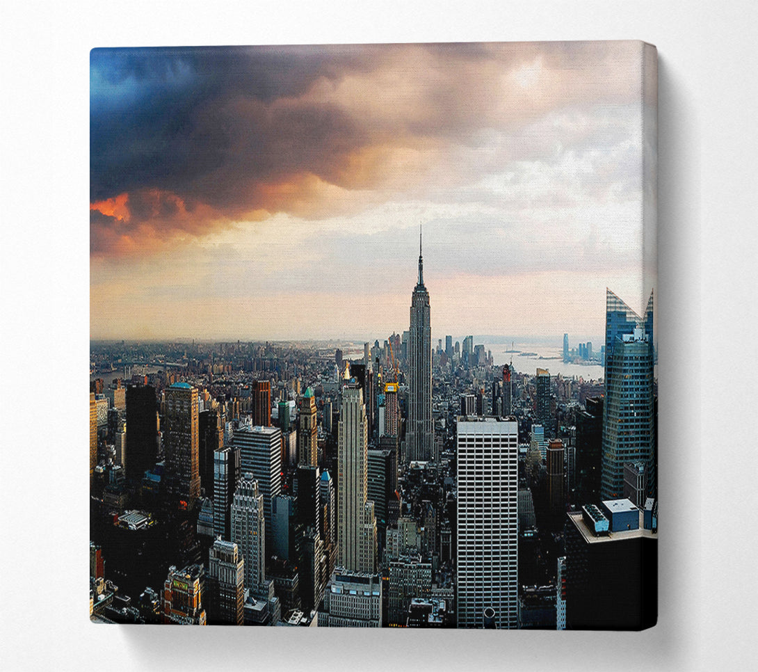  A Canvas Print of New York City As The Sun Comes Up Canvas Art