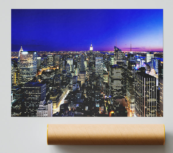 New York City Blue Ariel View Giclee Print
