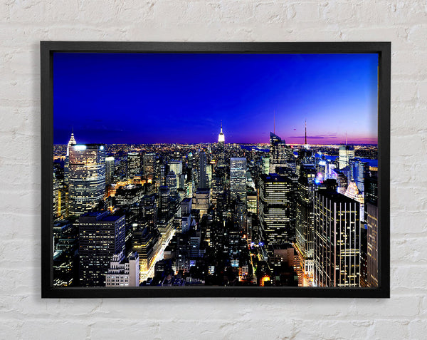 New York City Blue Ariel View Framed Print