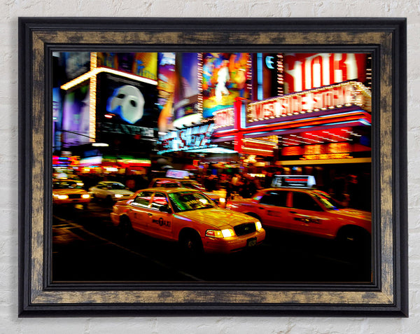 New York City Broadway Cabs Framed Print