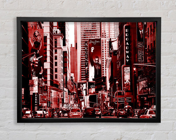 New York City Broadway Red Framed Print