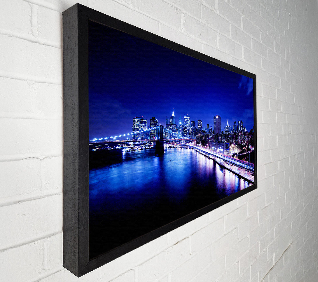  A Canvas Print of New York City Brooklyn Bridge Ariel Night View Canvas Art