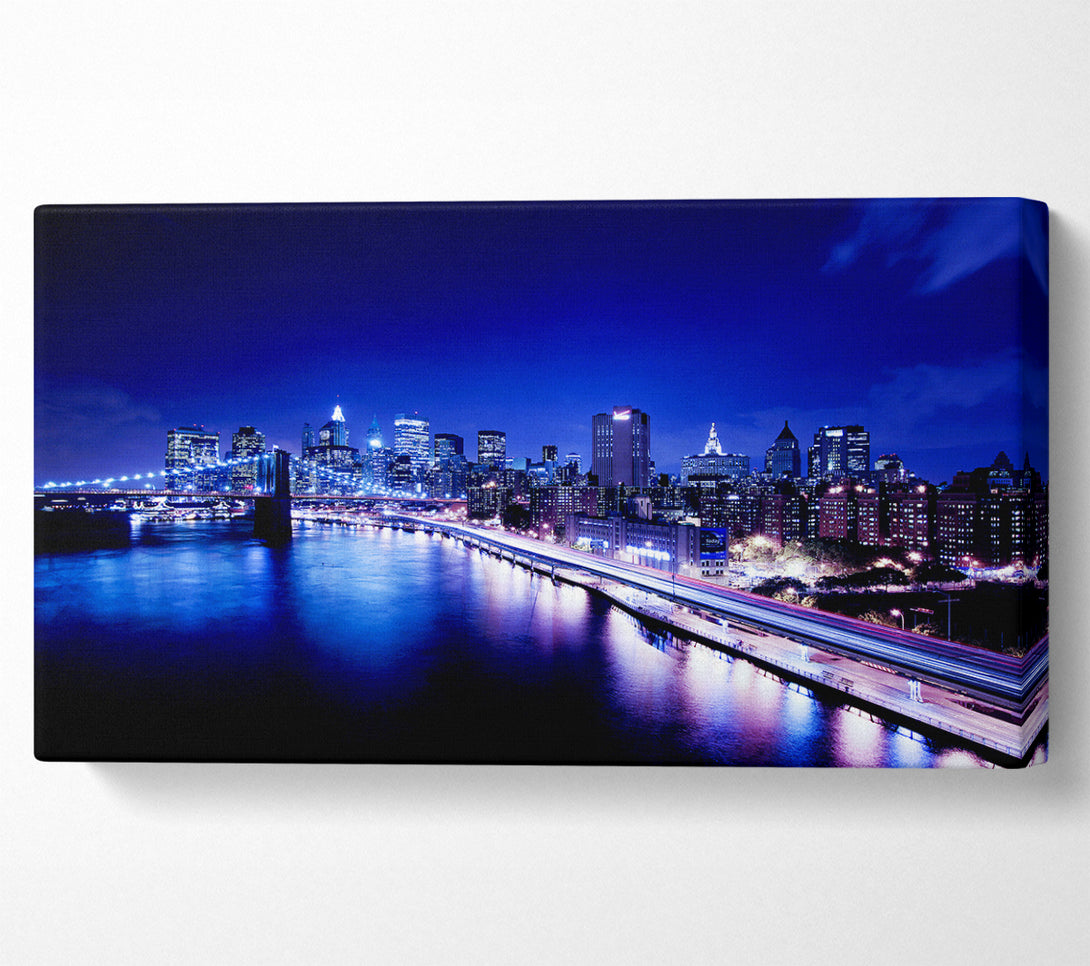  A Canvas Print of New York City Brooklyn Bridge Ariel Night View Canvas Art