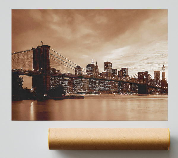 New York City Brooklyn Bridge Brown Cast Poster