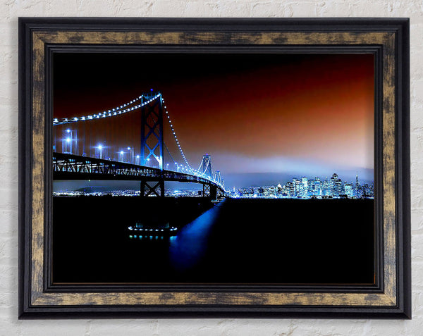 New York City Brooklyn Bridge City Skyline Framed Print
