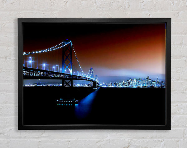 New York City Brooklyn Bridge City Skyline Framed Print