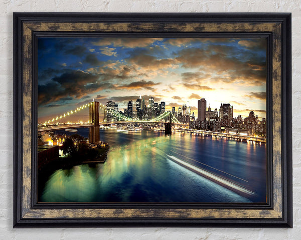 New York City Brooklyn Bridge View Framed Print