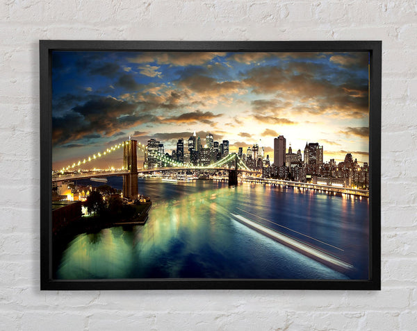 New York City Brooklyn Bridge View Framed Print