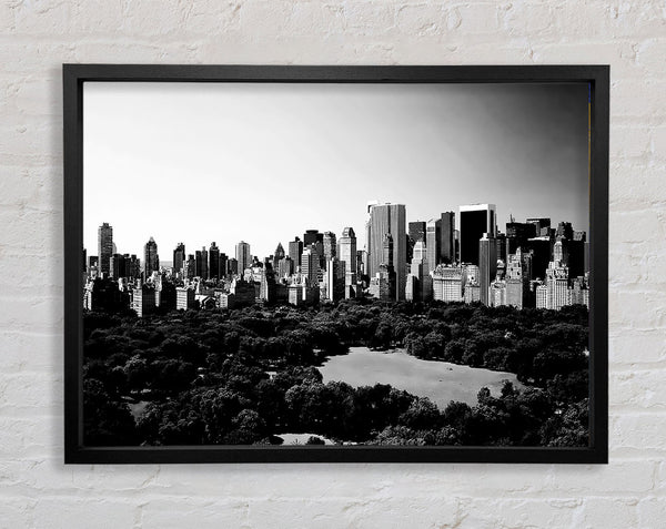 New York City Central Park From Above B n W Framed Print