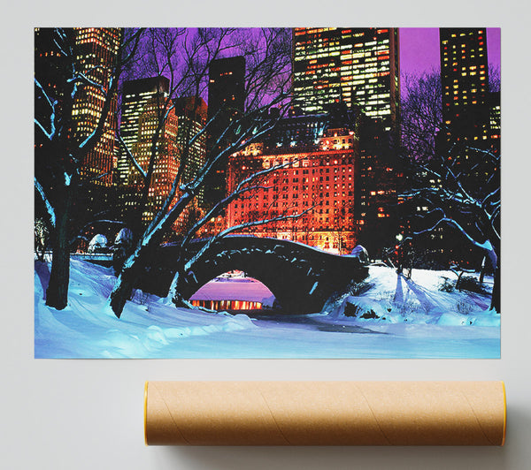 New York City Central Park Night Snow Print