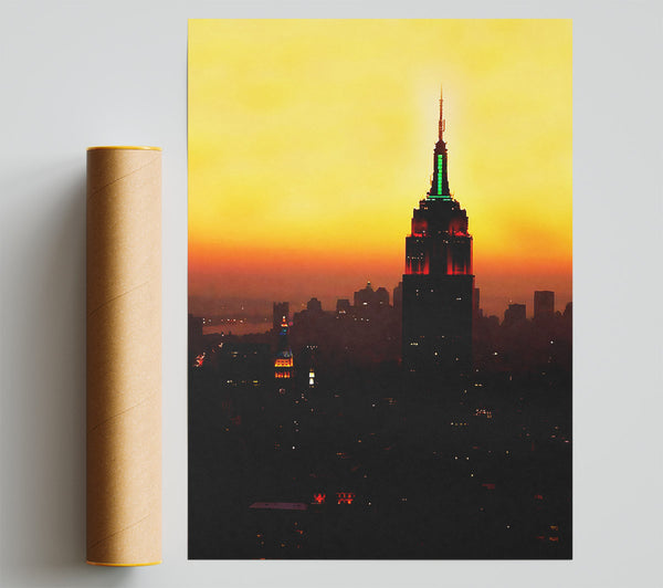 New York City Empire State Building Orange Glow Giclee Print